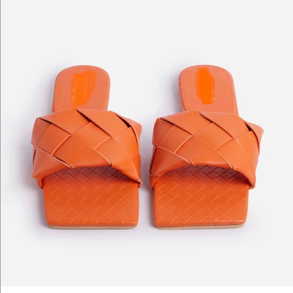 Orange quilted square toe flats size 9 10 11 left - Picture 6 of 8